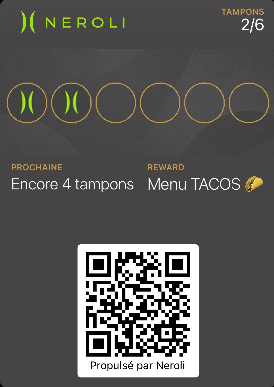 Exemple de carte fidélité Neroli
